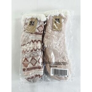 New 2 Muk Luks Sherpa Sipper Socks Vitamin E Infused Pink Women's L/XL 8.5-11